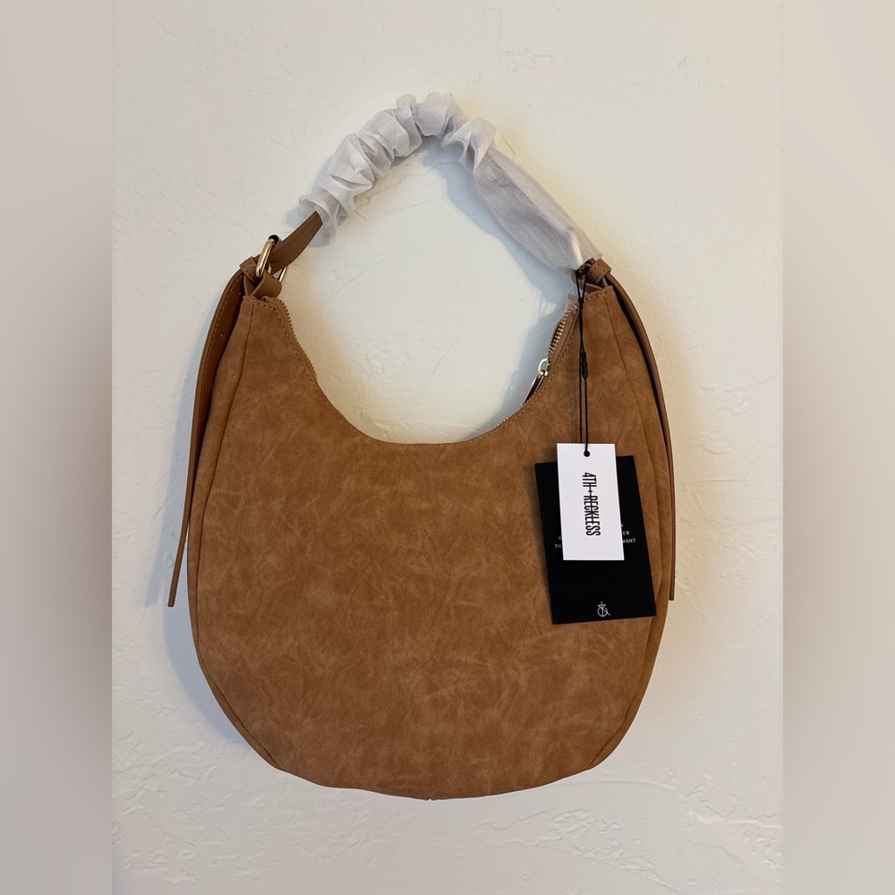 Stylish Tan Shoulder Bag with Top Handle